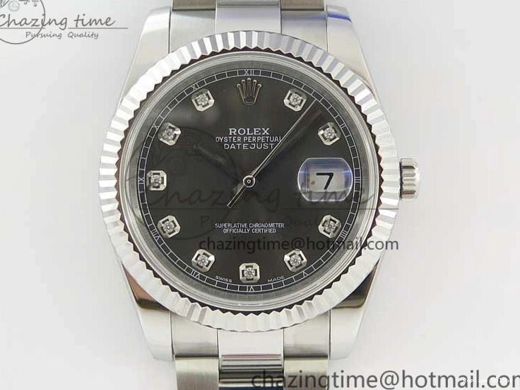 0506 DateJust 126334 SS Noob 1:1 904L Best Edition Gray Dial Diamond on Oyster Bracelet A MultiPurpose 3167